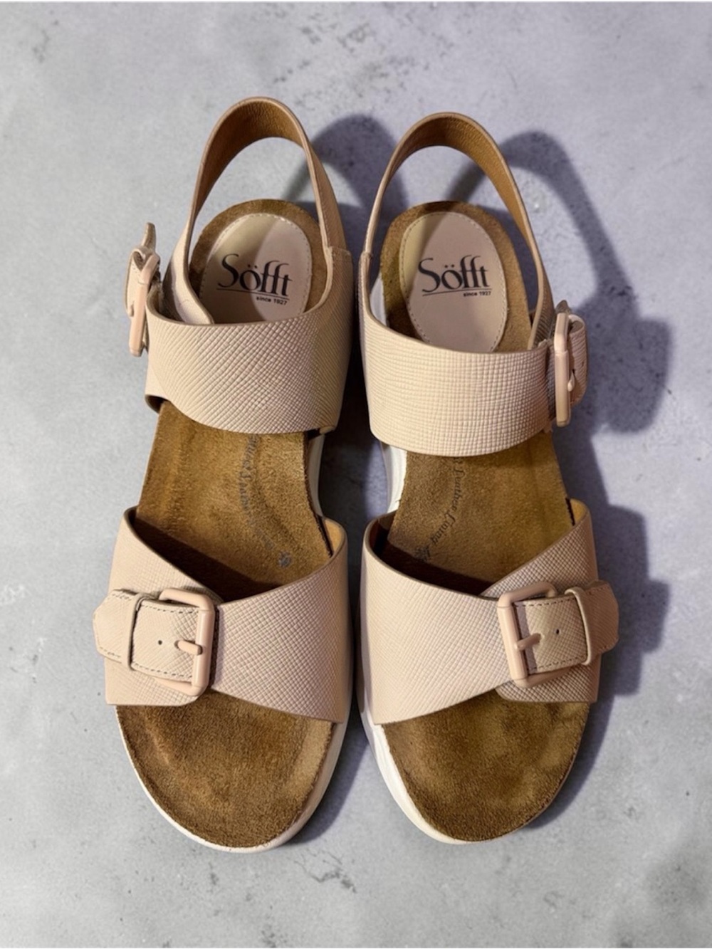 Söfft Taupe Textile Buckle Slingback Sandals